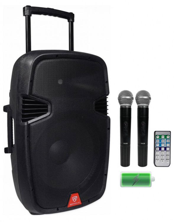 15 Portable Bluetooth Rechargeable Speaker w/2 Mics